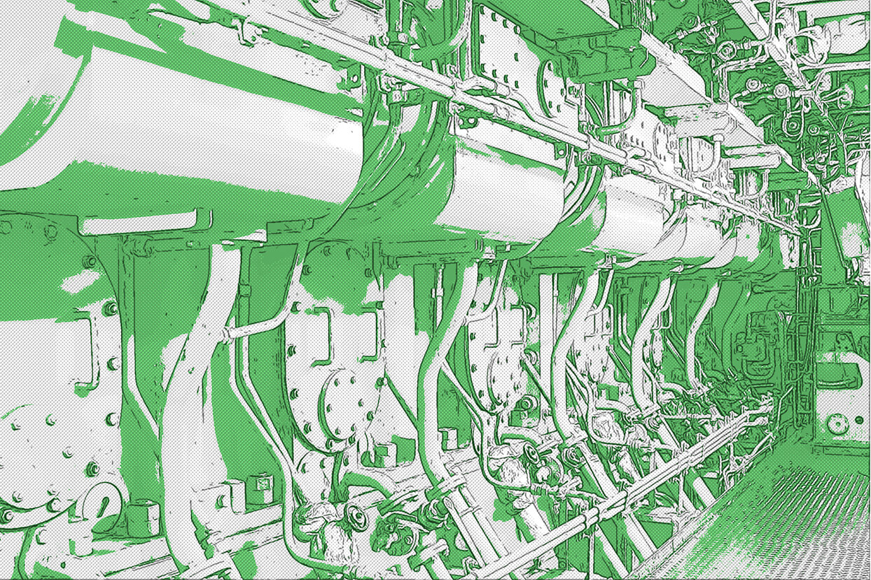 船舶用ディーゼルエンジンの配管加工